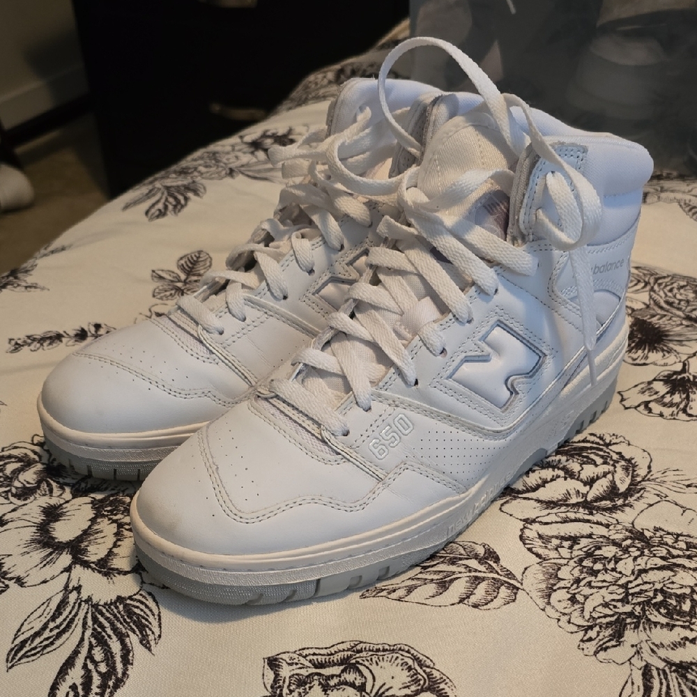 New Balance All-White 650 High-Top Sneakers